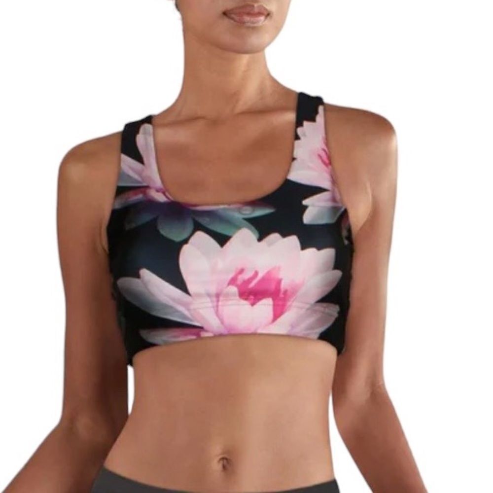 NWT Terez floral printed reversible scoopneck razorback sports bra size large